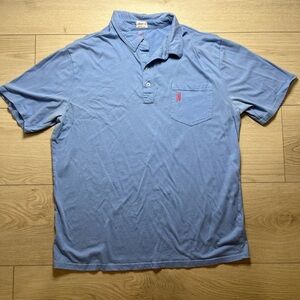 Johnnie-O light blue men’s polo with pink logo 100% cotton